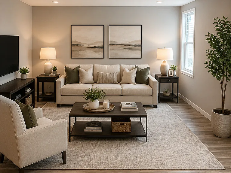 AI Generated picture to show finished room with furniture.