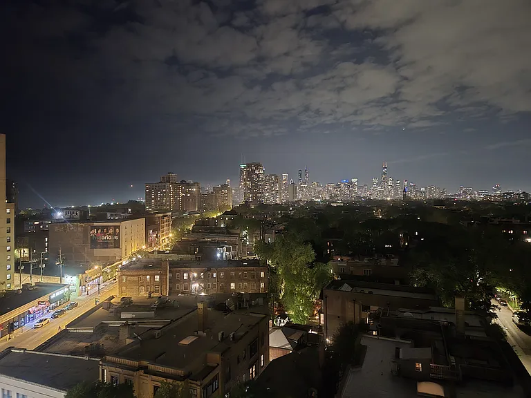 Skyline at night from living room