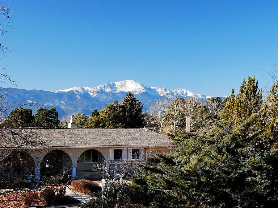 "Breathtaking views of Pikes Peak from the front of the house."