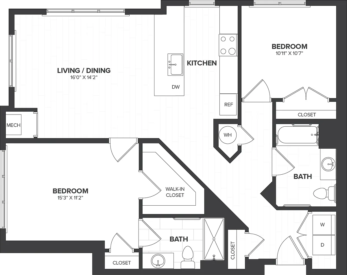 Floor plan 2 Bed/2 Bath-B6