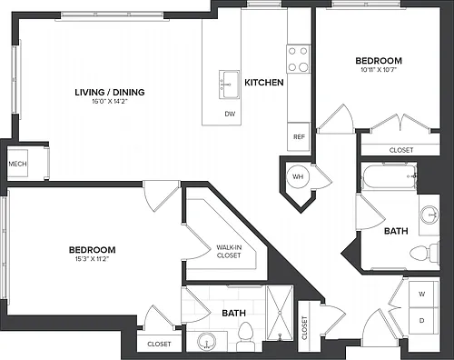 Floor plan 2 Bed/2 Bath-B6