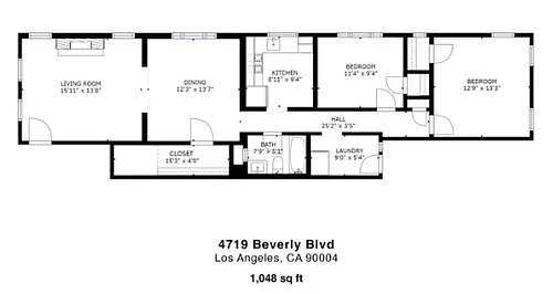 Floor plan 2 Bedroom 1 Bath