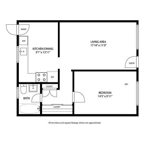 Floor plan 1 Bedroom / 1 Bath