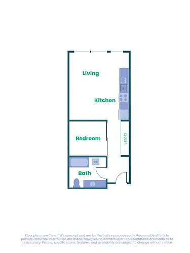 Floor plan The Teel - Open 1x1 - A4