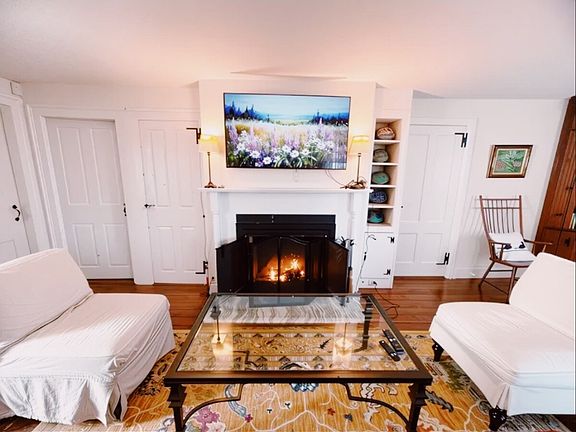Living room fireplace.