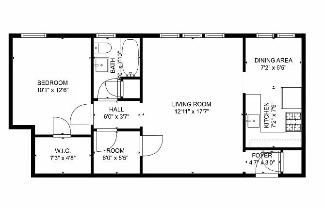 Floor plan 1 bedroom 1 Bathroom