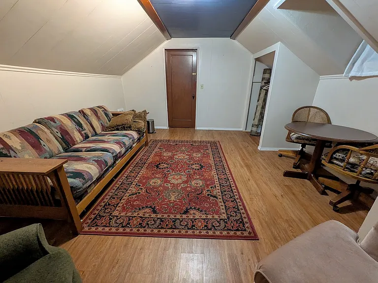 Same set up with a view from the window - out this door is the stair landing, 3/4 bathroom to the left and between the other bedroom.