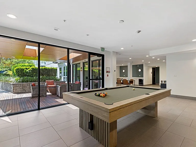 Rack up a game on the billiards table with the courtyard just steps away
