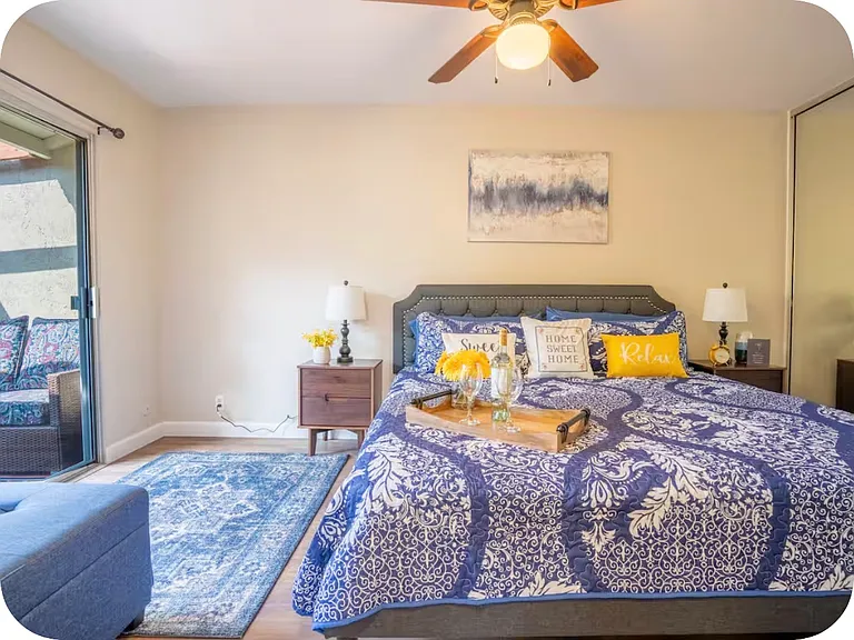 Other view is master bed. Super comfy bed, all included.