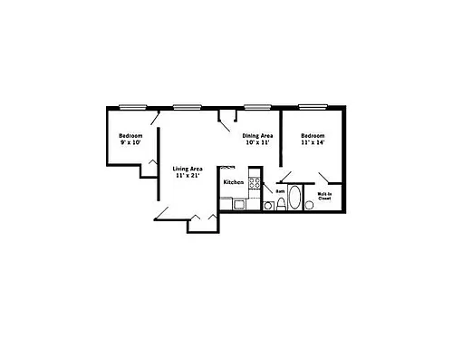 Floor plan 2BR/1BA STANDARD