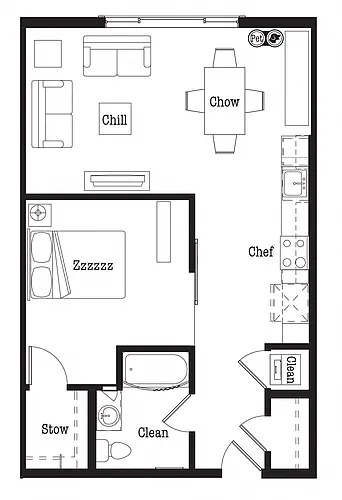 Floor plan Urban One Bedroom U2