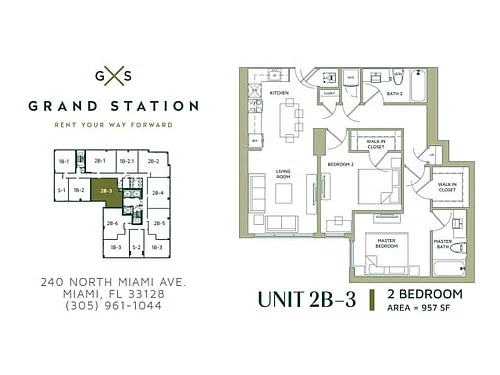 Floor plan 2 Bed 2 Bath (2B-3)