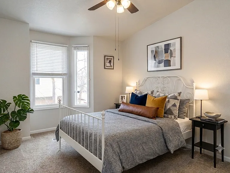 3rd bedroom. (Furnishings for illustrative purposes only, not included.)