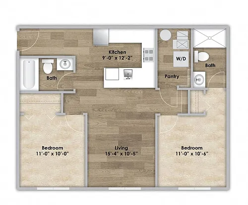 Floor plan 202 - Second or Third Floor