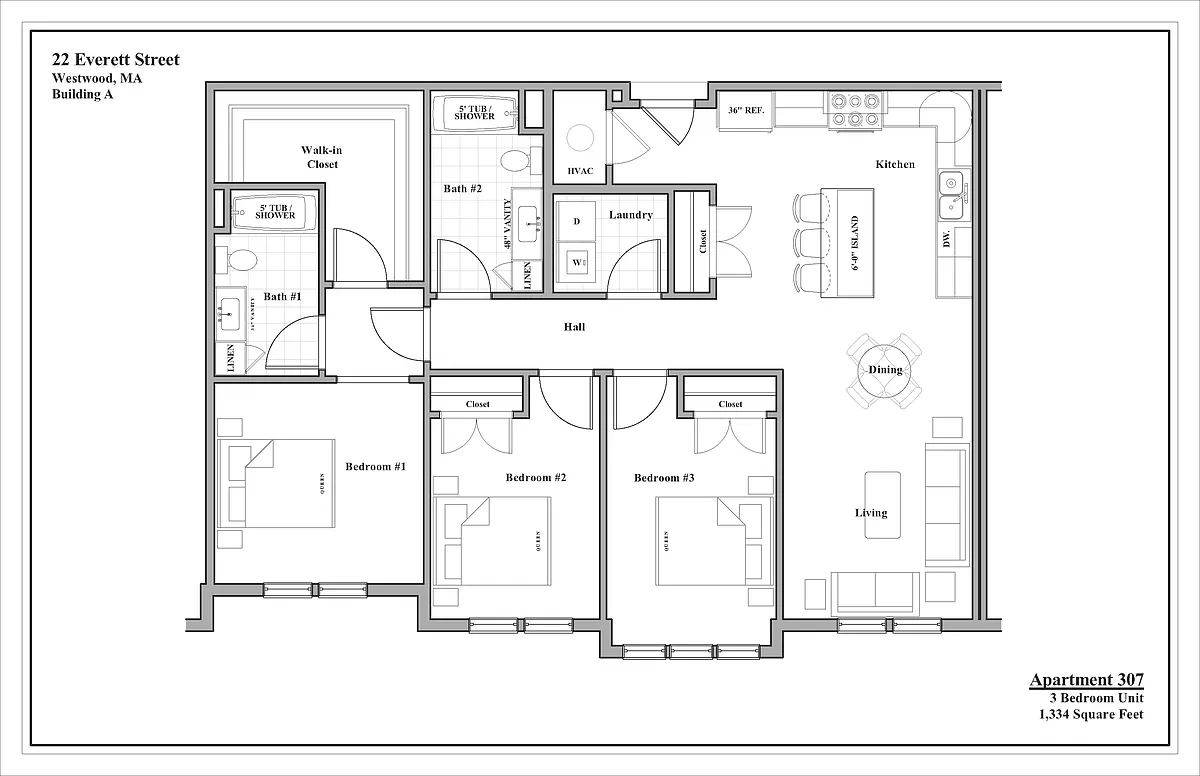Floor plan 3 Bedroom - 2 Bath Luxury Rental Suite