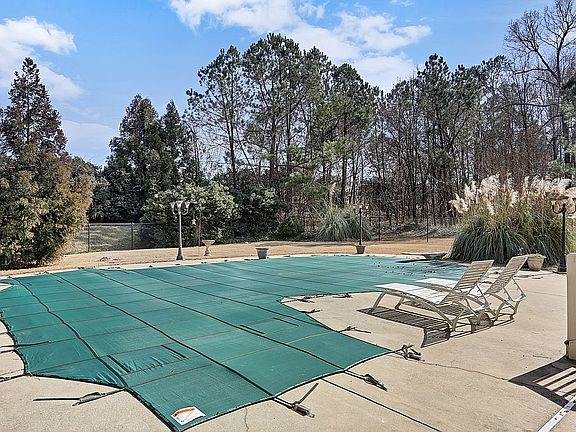Pool view with lighting post