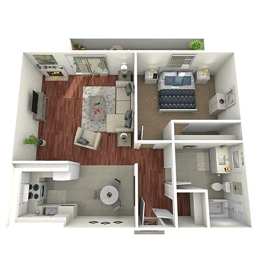 Floor plan One Bedroom One Bathroom (A2)