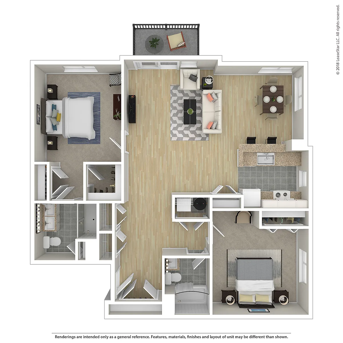 Floor plan 2 BR 2 BA Wright Forest