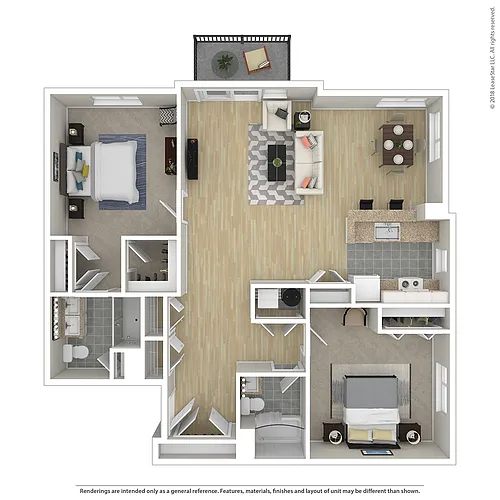 Floor plan 2 BR 2 BA Wright Forest