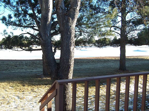 View from kitchen window over deck.