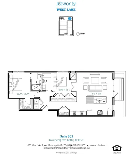 Floor plan Unit 302 - North View