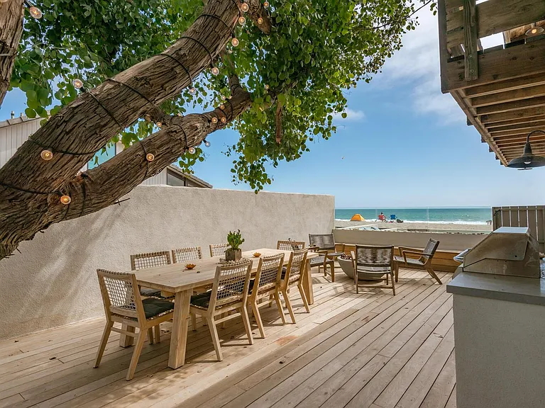 Outdoor side deck dining table and BBQ