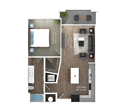 Floor plan One Bedroom A1