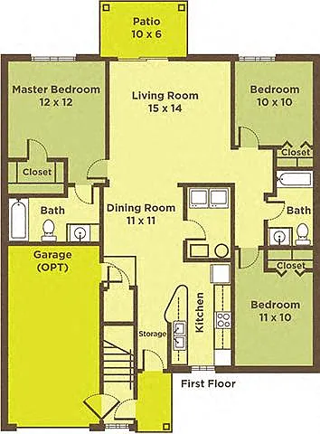 Floor plan Three Bedroom Apartments