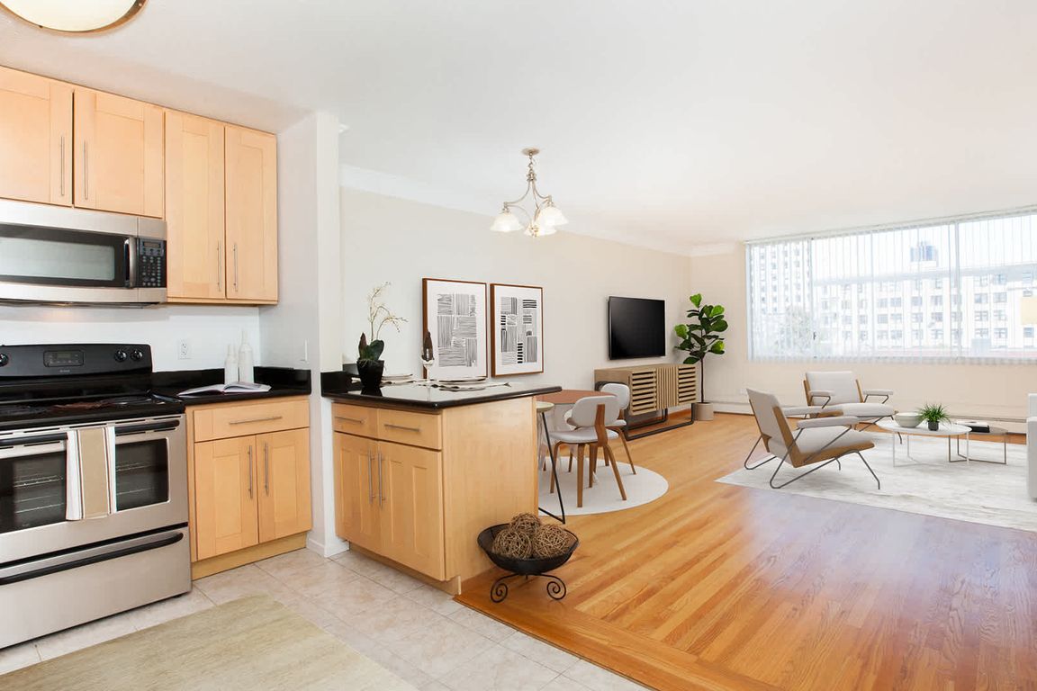 Living and Dining Room with Hardwood Flooring