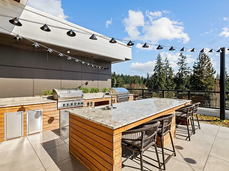 Rooftop deck with grilling stations