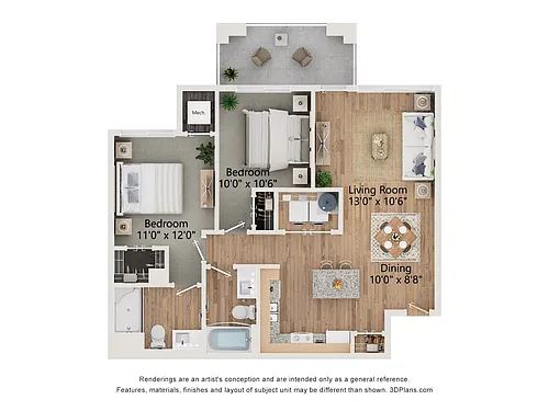 Floor plan 2AV (Audio/Visual Accessible)