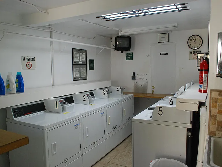 Coin-operated laundry machines located onsite.