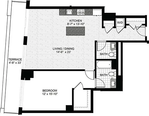 Floor plan 1 Bedroom EE