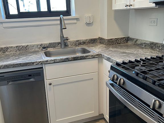 Kitchen with window facing north.