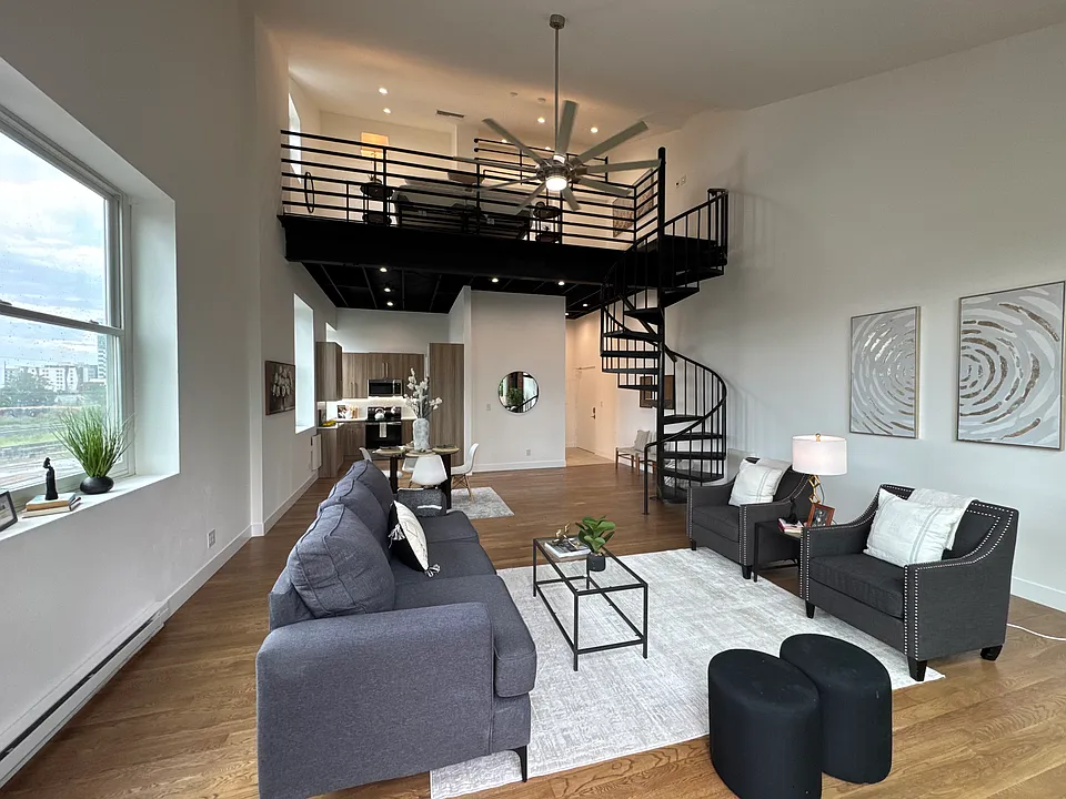 This updated and newly-renovated loft features lots of windows for tons of natural light.