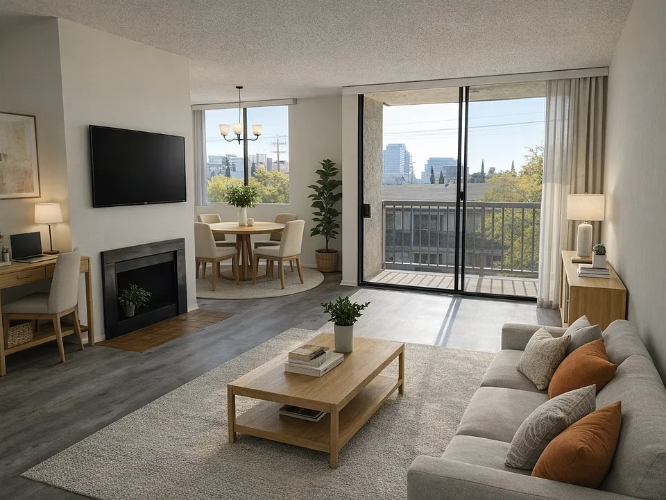 Living room with fireplace