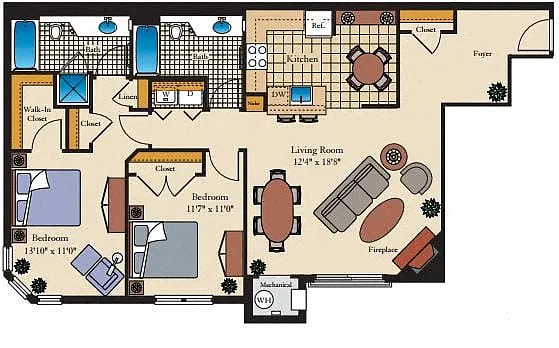 Floor plan 2 Bed/2 Bath-B5