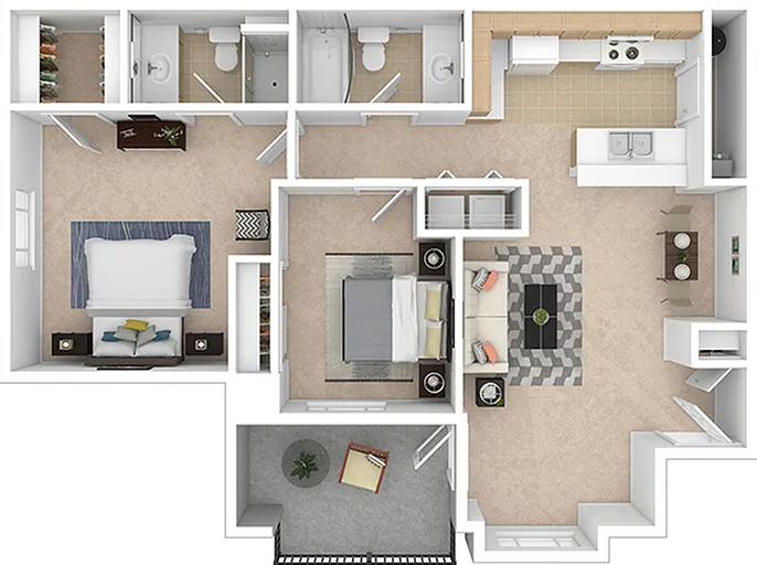 2 Bedroom 2 Bedroom