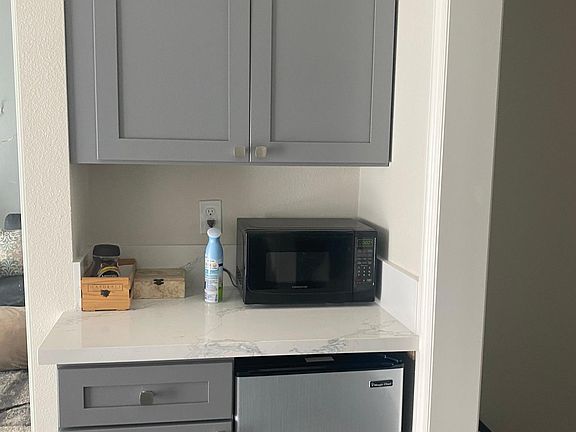 microwave and mini-fridge