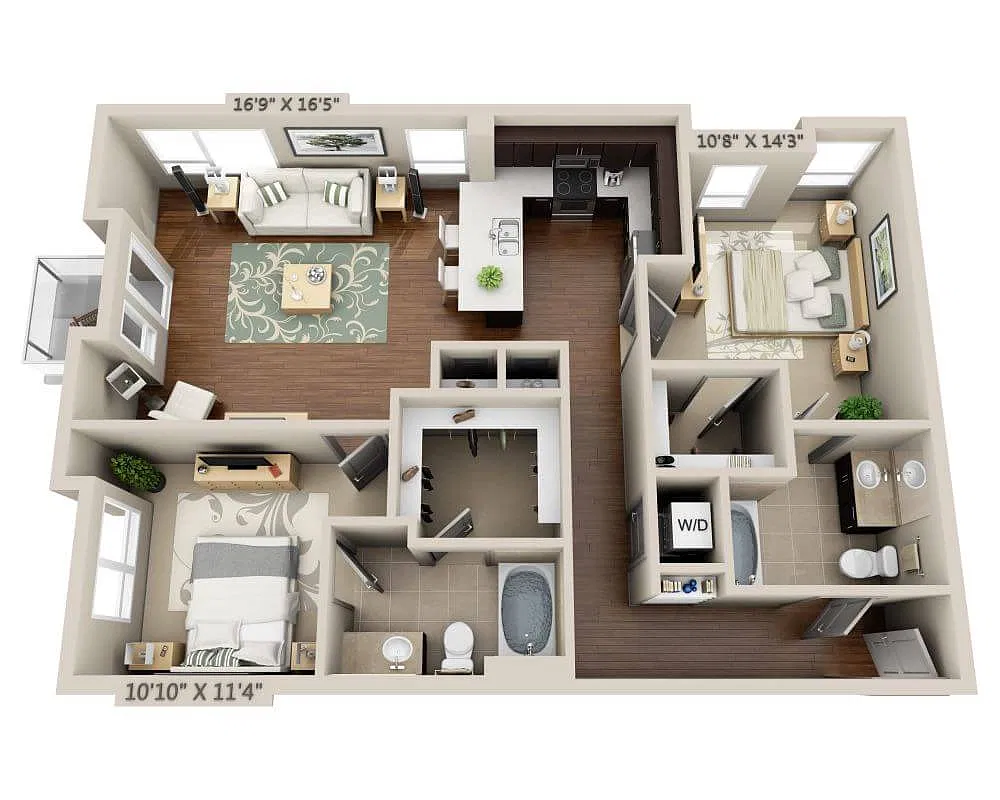 Floor plan Two Bedroom B2E