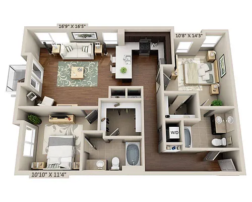 Floor plan Two Bedroom B2E