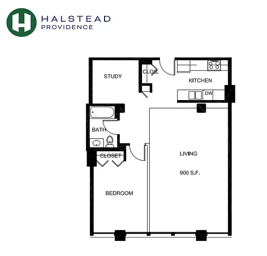 Floor plan 1 Bed/1 Bath-P A14