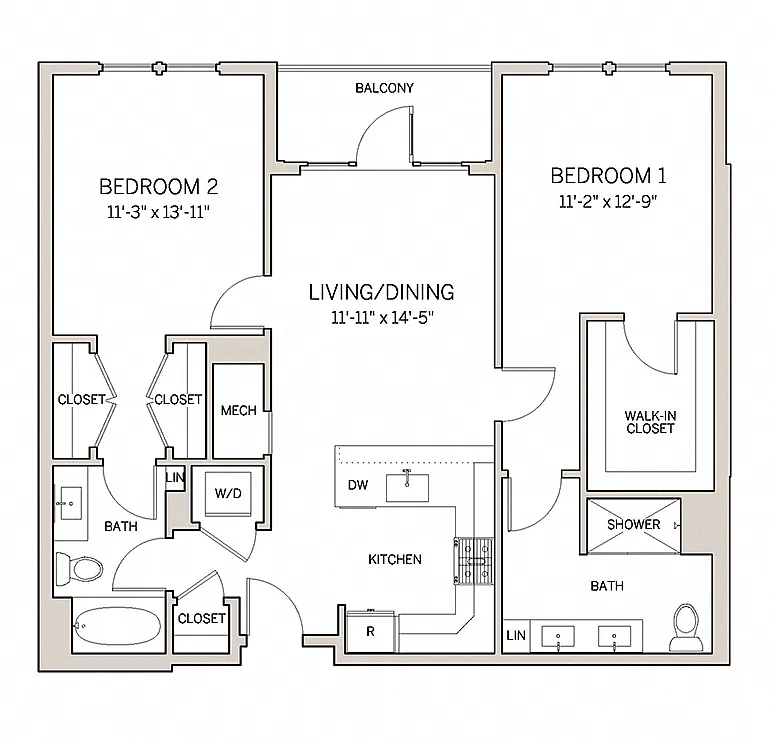 Floor plan Two Bed Two Bath B3