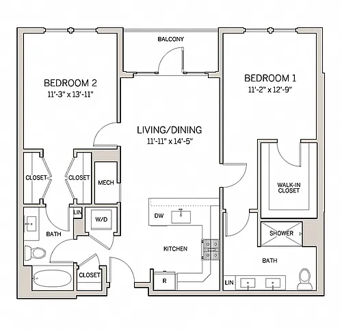 Floor plan Two Bed Two Bath B3