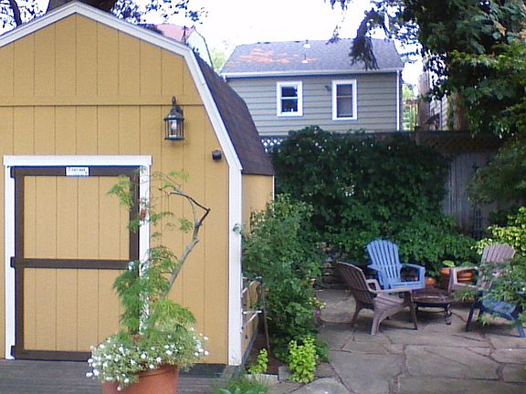 Lofted shed + lounge area