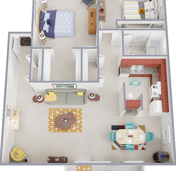 The Keuka w/Balcony on Corner Floorplan Diagram