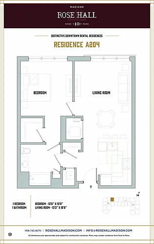 Floor plan 1 Bed 1 Bath