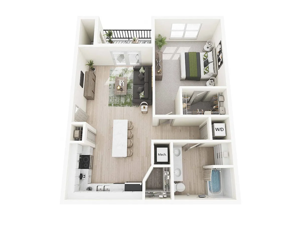Floor plan 1 Bed, 1 Bath