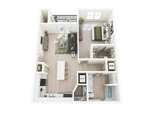 Floor plan 1 Bed, 1 Bath