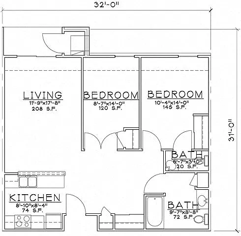 Floor plan 2 Bedroom Unit